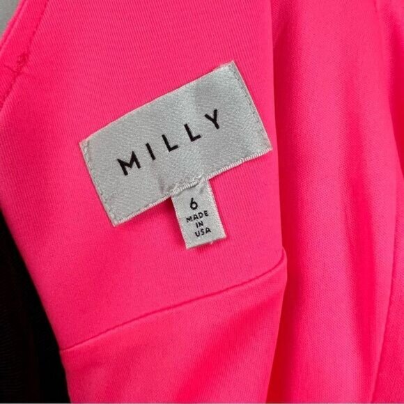Milly Barbie Core Pink Neoprene Sleeveless Scuba Shift Dress with Pockets Size 6 - Picture 11 of 13